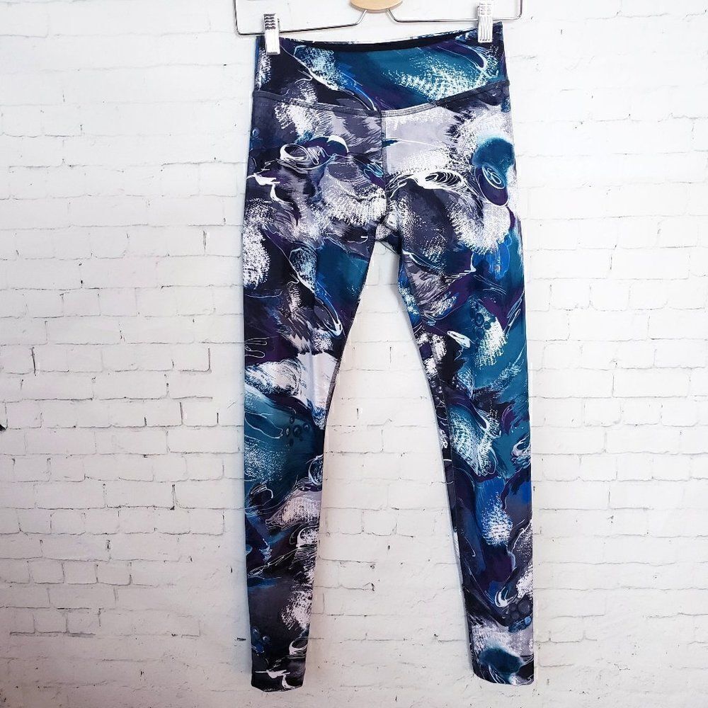 Beyond Yoga Leggings Size S Blue Ocean Swirl Galaxy Print Mid Rise Active